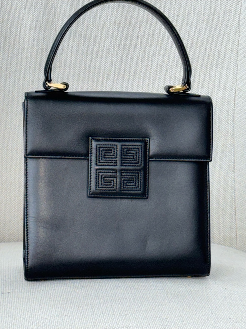 Vintage Givenchy 4G Logo Black Structured Top-Handle Bag